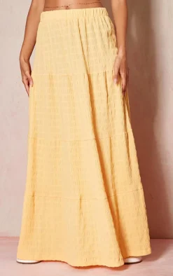 Peach Bubble Textured Maxi Skirt