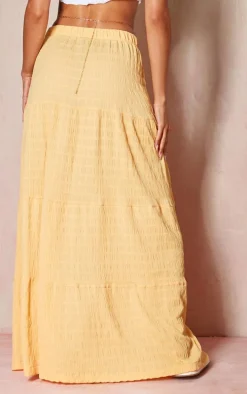 Peach Bubble Textured Maxi Skirt