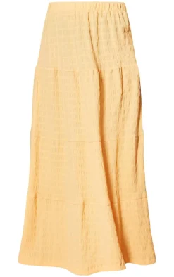 Peach Bubble Textured Maxi Skirt