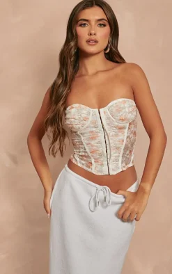 PrettyLittleThing Corsets*Floral Print Ruched Mesh Corset