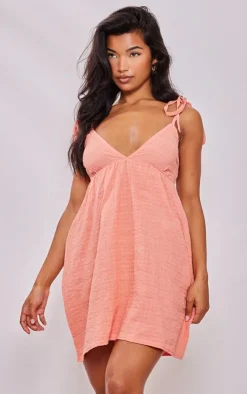 Linen Look Cut Out Tie Back Shift Dress-PrettyLittleThing Discount