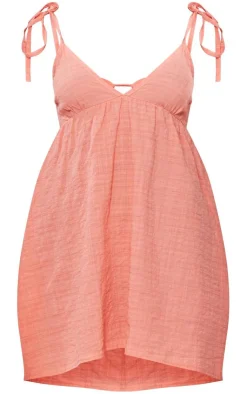 Linen Look Cut Out Tie Back Shift Dress-PrettyLittleThing Discount