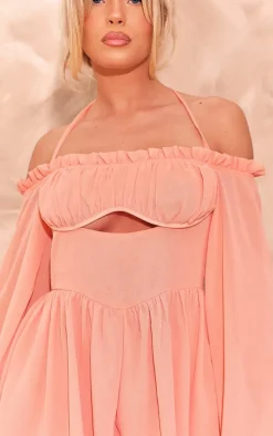 Peachy Chiffon Underwire Bardot Floaty Romper