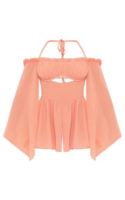Peachy Chiffon Underwire Bardot Floaty Romper