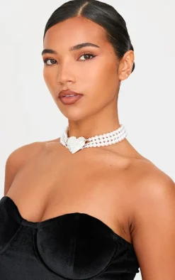 PrettyLittleThing Necklaces*Diamante Heart Layer Choker