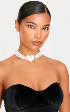 PrettyLittleThing Necklaces*Diamante Heart Layer Choker