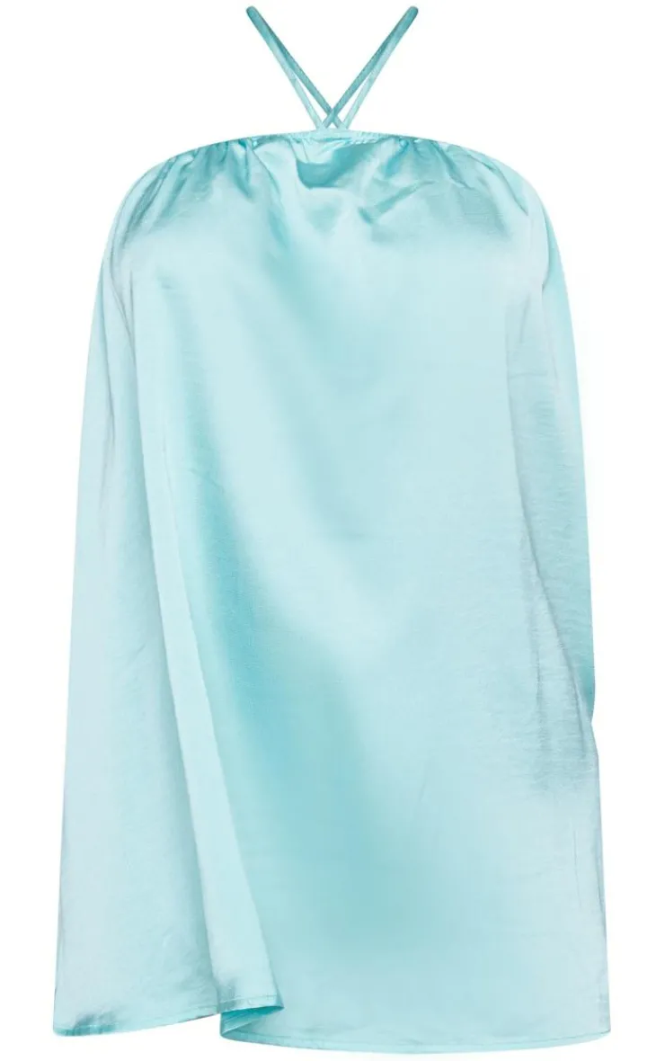 Petite Satin Stappy Halterneck Swing Dress-PrettyLittleThing Outlet