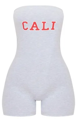 PrettyLittleThing Unitards*Petite Bandeau Cali Graphic Unitard