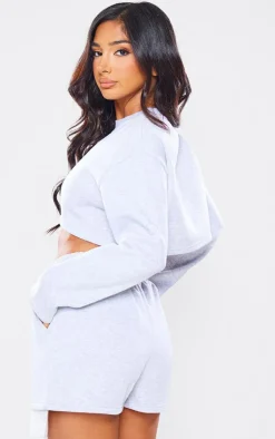Discount PrettyLittleThing Petite Cropped Sweater Ash Grey