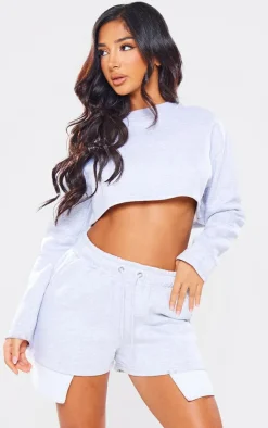 Discount PrettyLittleThing Petite Cropped Sweater Ash Grey