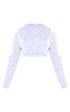 Discount PrettyLittleThing Petite Cropped Sweater Ash Grey