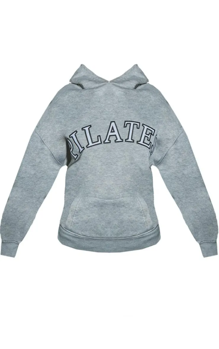 PrettyLittleThing Grey Sweatsuits*Petite Pilates Graphic Hoodie