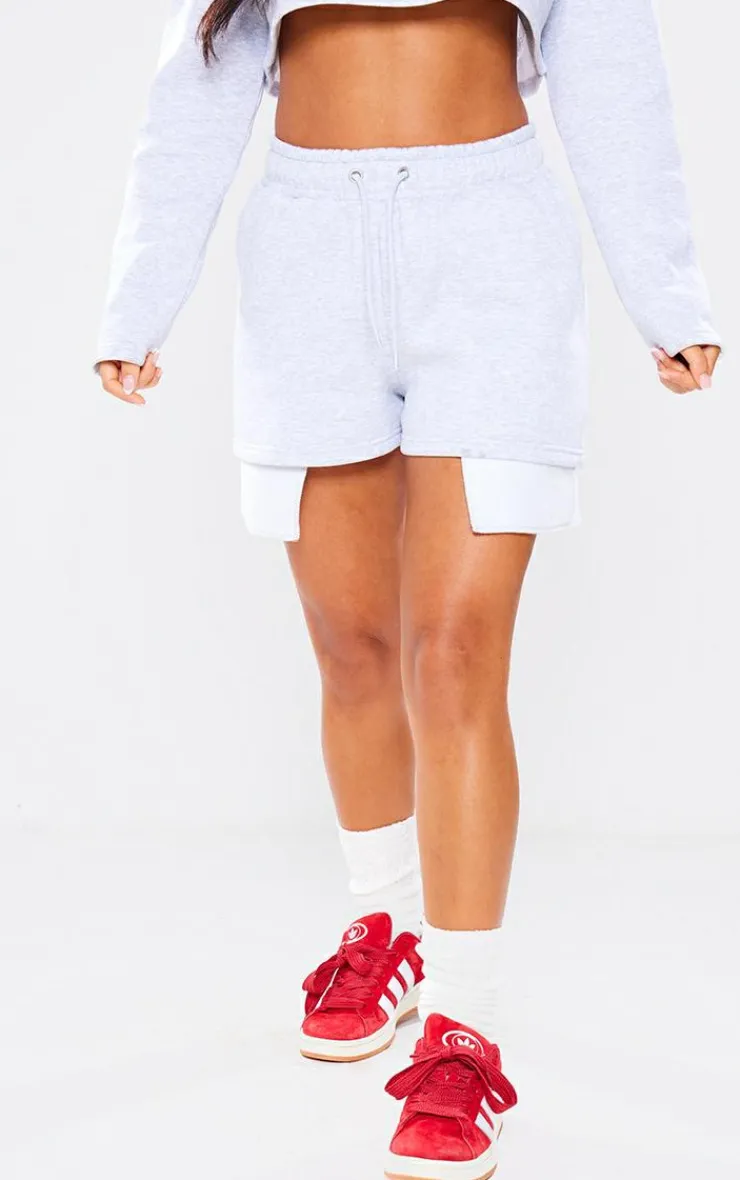 Online PrettyLittleThing Petite Pocket Detail Shorts Ash Grey