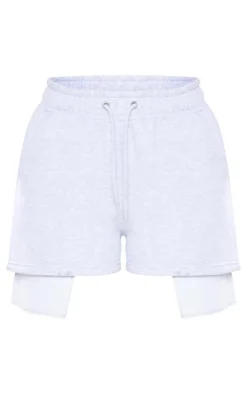 Online PrettyLittleThing Petite Pocket Detail Shorts Ash Grey