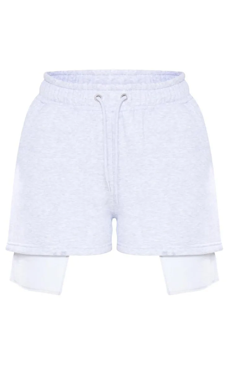 Online PrettyLittleThing Petite Pocket Detail Shorts Ash Grey