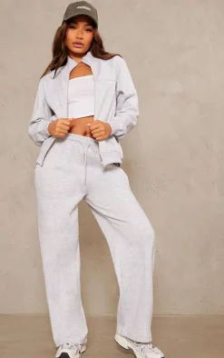 Online PrettyLittleThing Petite Seam Detail Zip Through Track Top Ash Grey