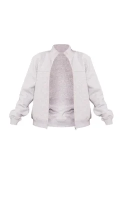 Online PrettyLittleThing Petite Seam Detail Zip Through Track Top Ash Grey