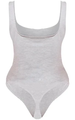 Petite Ash Grey Seam Detailed Bodysuit