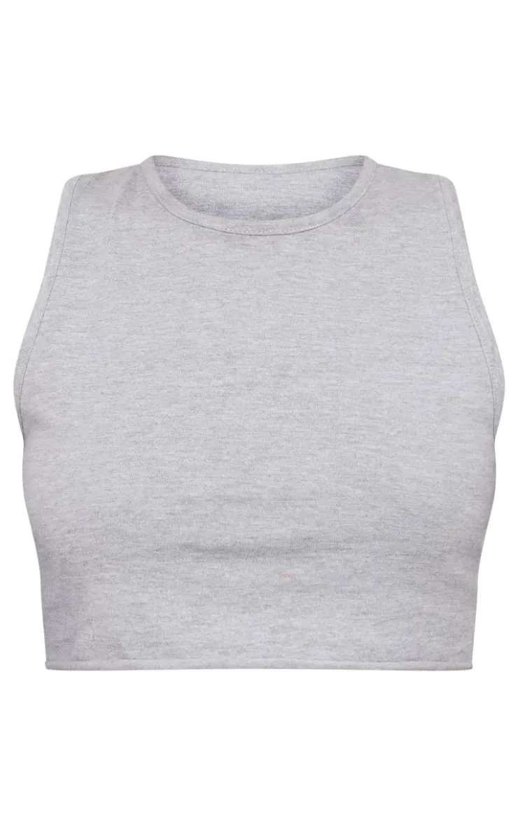 Best PrettyLittleThing Petite Sleeveless Raw Edge Tank Top Ash Grey