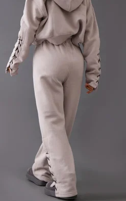 Sale PrettyLittleThing Petite Tie Side Detail Sweatpants Ash Grey