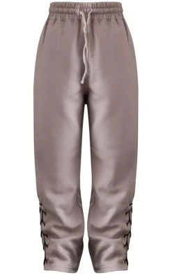 Sale PrettyLittleThing Petite Tie Side Detail Sweatpants Ash Grey