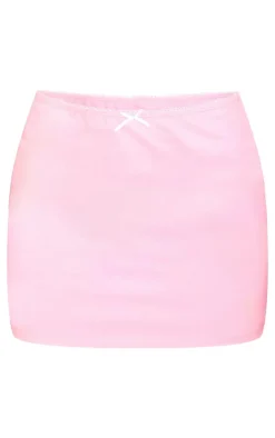 Hot PrettyLittleThing Petite Fitted Mini Skirt With Trim Detail Baby Pink