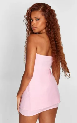 Outlet PrettyLittleThing Petite Knitted Bandeau Open Front Top Baby Pink