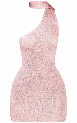 Petite Knitted Sequin Wrap Around Mini Dress-PrettyLittleThing