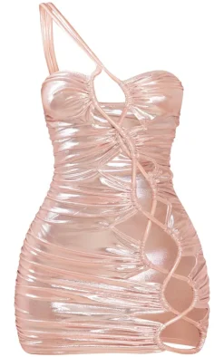 Petite Metallic Bodycon Cut Out Micro Mini Dress-PrettyLittleThing Best