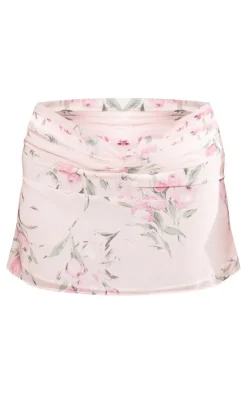 Outlet PrettyLittleThing Petite Printed Mesh Floaty Mini Skirt Baby Pink
