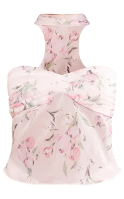 Best PrettyLittleThing Petite Printed Mesh Bandeau Top Baby Pink
