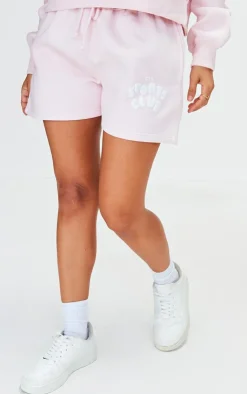 Outlet PrettyLittleThing Petite Sports Club Sweat Shorts Baby Pink