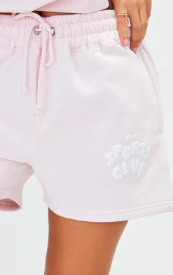 Outlet PrettyLittleThing Petite Sports Club Sweat Shorts Baby Pink