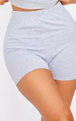 Petite Basic Grey Cotton Blend High Waist Hot Pants