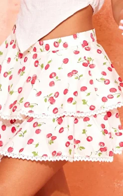 Petite Beige Cherry Print Rara Skirt
