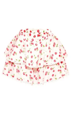 Petite Beige Cherry Print Rara Skirt