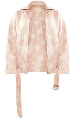 Hot PrettyLittleThing Petite Washed Aviator Jacket Beige