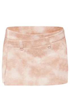 PrettyLittleThing Petite Washed Mini Skirt Beige
