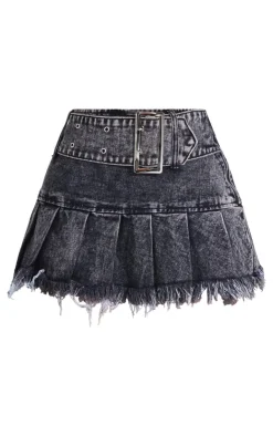 Petite Denim Pleated Mini Skirt-PrettyLittleThing Hot