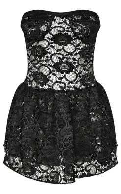 Petite Bandeau Lace Ruffle Mini Dress-PrettyLittleThing Hot