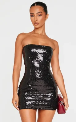 Petite Bandeau Open Back Sequin Mini Dress-PrettyLittleThing Sale