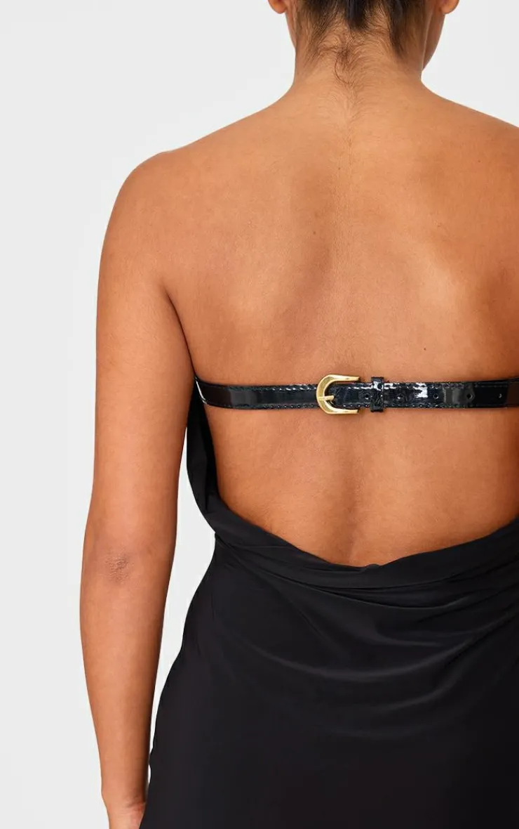 Petite Bandeau Open Back Belt Detail Maxi Dress-PrettyLittleThing New