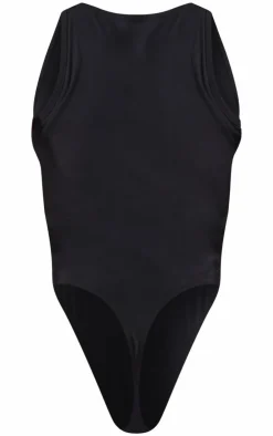 PrettyLittleThing Sleeveless Tops*Petite Basic Cotton Blend Plunge Sleeveless Bodysuit