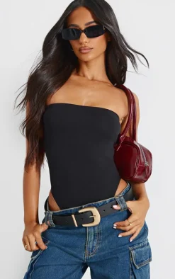 PrettyLittleThing Basic Tops*Petite Basic Cotton Blend Bandeau Bodysuit
