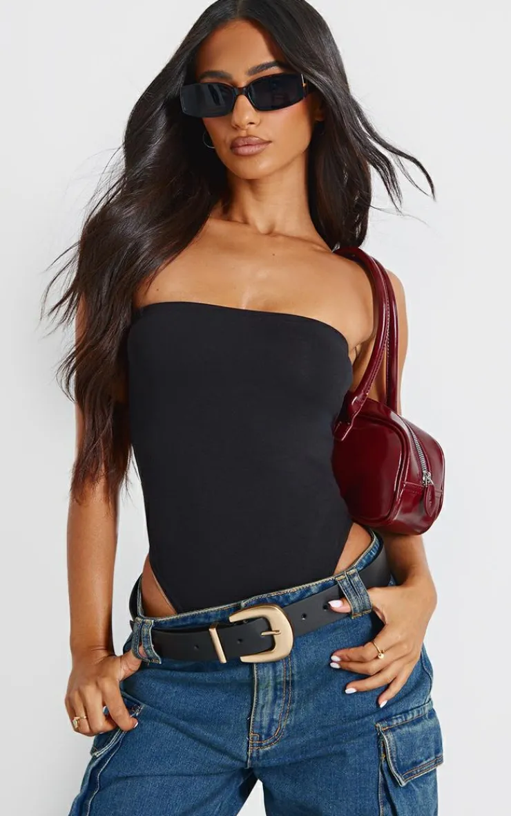 PrettyLittleThing Basic Tops*Petite Basic Cotton Blend Bandeau Bodysuit