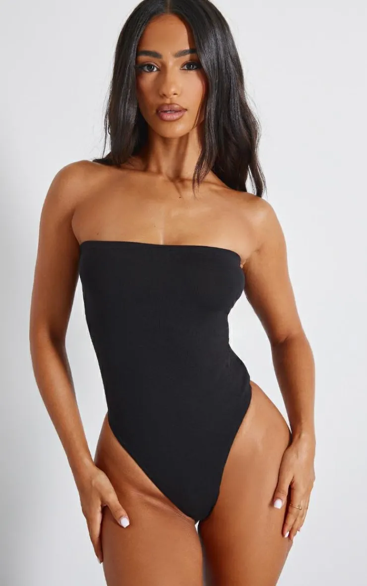 PrettyLittleThing Basic Tops*Petite Basic Cotton Blend Bandeau Bodysuit