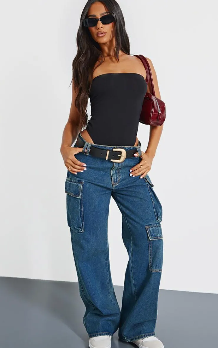 PrettyLittleThing Basic Tops*Petite Basic Cotton Blend Bandeau Bodysuit