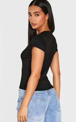 PrettyLittleThing T-Shirts*Petite Basic Cotton Blend Fitted Crew Neck T Shirt