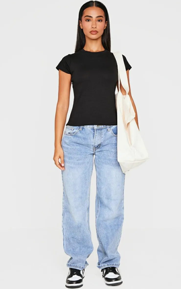 PrettyLittleThing T-Shirts*Petite Basic Cotton Blend Fitted Crew Neck T Shirt