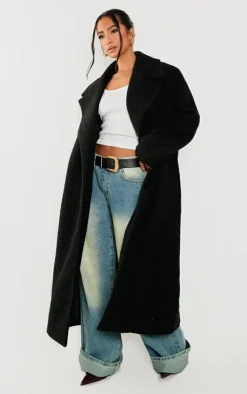 PrettyLittleThing Christmas Shop*Petite Borg Maxi Coat